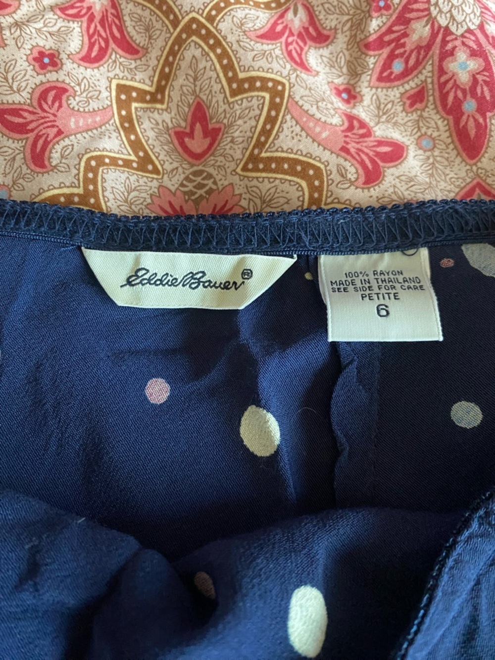 Vintage Eddie Bauer Navy Polka Dot A-Line Skirt size 6 - Picture 5 of 5